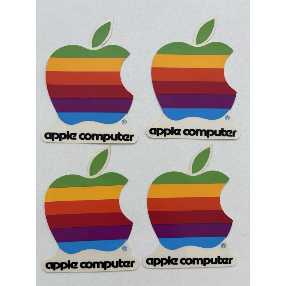 Vintage 1980's Apple Computer Logo Stickers Set of 6 Original Decals